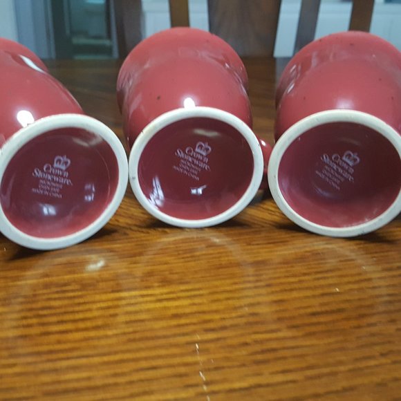 Crown Stoneware Set of 3 Red Coffee cups - Picture 3 of 3